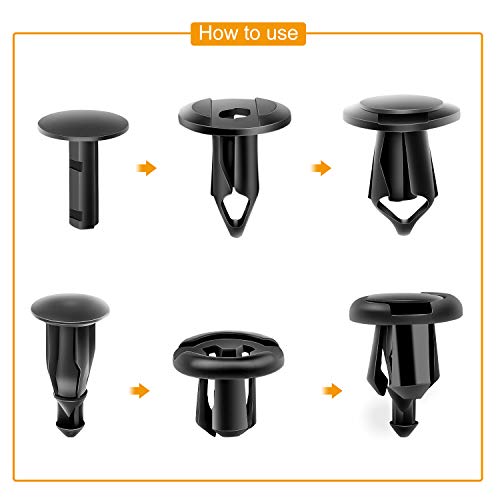 GOOACC Universal Plastic Fender Clips,200 Pcs Push Bumper Fastener Rivet Clips with 6 Size Auto Body Retainer Clips Bumpers,Car Fender Replacement for GM, Ford & Ch, GRC-47