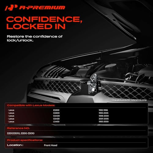 A-Premium Hood Latch Lock Compatible with Lexus ES300 1992-1996, LS400 1993-2000, GS300 1993-2005, GS400 1998-2000, GS430 2001-2005, Front Hood Lock Engine Bonnet Latch Assembly