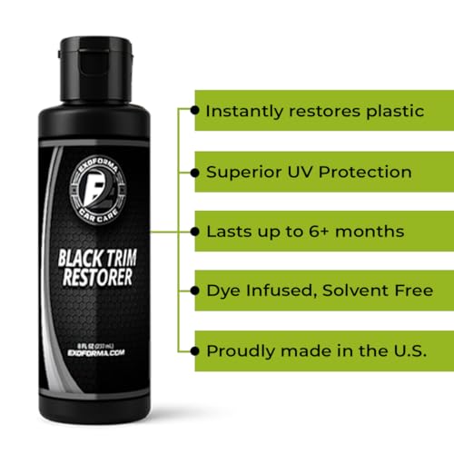 ExoForma Black Trim Restorer - Lasts 6+ Months, Dye Infused Waterproof Plastic Restorer for Cars - Perfect for Faded Bumpers, Trim & Vinyl on Jeeps, Truck Beds, Avalanches & ATVs | 4oz Kit