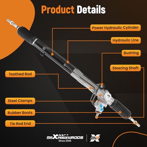 maXpeedingrods Hydraulic Power Steering Rack and Pinion for Toyota Sequoia 2001-2007, Tundra 2000-2006, Replace 26-1618, 80-00806AN, 244-0097, 442500C010