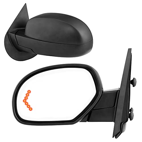 YITAMOTOR Towing Mirrors Compatible with 2007-2013 Chevy Silverado GMC Sierra 1500, 07-14 Suburban Yukon XL 1500, Power-Adjustable Glass and Heated with LED Arrow Turn Signal Side Mirrors Pair