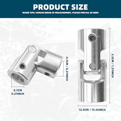 4 Pcs 8mm to 8mm Universal Joint Shaft Coupling Rotatable Metal Shaf Coupling Motor Connector Coupler with Screws and Wrench for RC Car Robot Crawler Boat