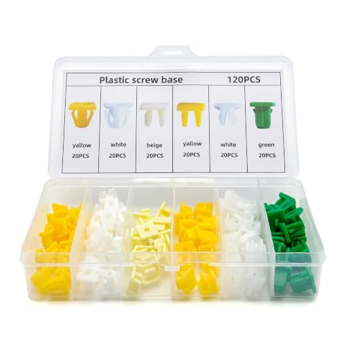 AVAVXFLY 120 PCS Nylon Grommet Screw Nuts, License Plate Screw Inserts License Plate Fasteners, Cap Bumper Plates Auto Body Fastener Kit Multicolored