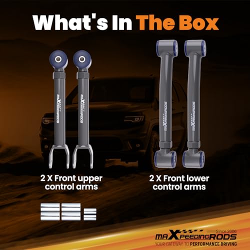 maXpeedingrods Adjustable 0-8" Lift Front Control Arms for Jeep Wrangler TJ Cherokee XJ ZJ, Upper and Lower w/wear-resistant Poly Bushing