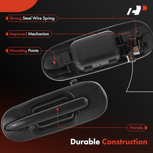 A-Premium Rear Left Driver Side Exterior Door Handle Compatible with Honda CR-V CRV 1997 1998 1999 2000 2001, Smooth Black, Replace# 72680-ST0-003