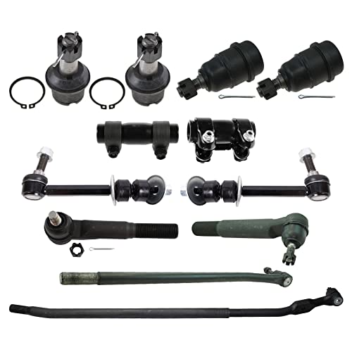 TRQ Front Steering & Suspension 12 Piece Kit Ball Joint Drag Link Sway Bar Stabilizer Link Tie Rod Tie Rod Adjusting Sleeve 4WD Compatible with 2010-2013 Ram 2500/3500