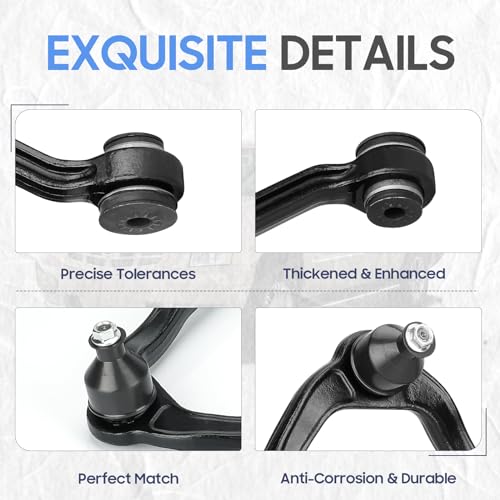 4WD Front Upper Control Arms w/Ball Joints Tie Rods Suspension Kit for 1999-2006 Chevy Avalanche Suburban Silverado 1500 Tahoe, GMC Sierra 1500 Yukon, 2000-2006 Cadillac Escalade (13pc Set)