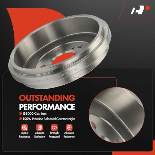A-Premium 10.67 inch (271mm) Rear Brake Drums + Ceramic Shoes Set Compatible with Select Nissan Models - Sentra 2013-2019 2021-2023, 6-PC Set