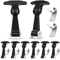 Mudder 8 Pieces Elastic Stainless Steel Rubber Hood Catch Flexible T-Handle Hasp Rubber Flexible Draw Latches with Brackets for Vehicle Engine, Hood
