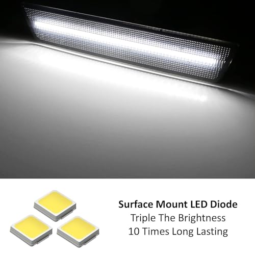 iJDMTOY Smoked Lens White Full LED Rear Side Marker Light Kit Compatible With Dodge 2008-14 Challenger & 2011-14 Charger, Powered by 36 LED Diodes, Replace OEM Amber Lens Sidemarker Lamps