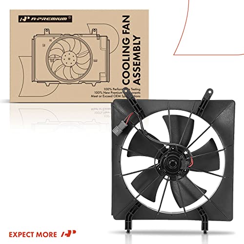 A-Premium Left Engine Radiator Cooling Fan Assembly Compatible with Select Honda Models - CR-V CRV 2002-2006, Element 2003-2011 - Replace# 19015PNB003, 19030PZDA01