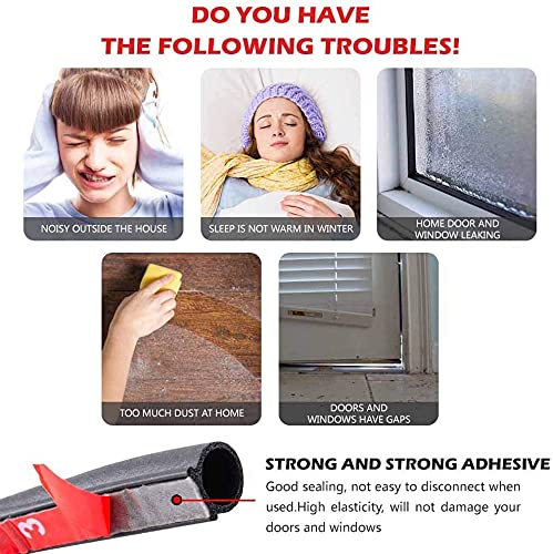 19.7 Feet Long Weather Stripping Seal Strip for Doors/Windows, Self-Adhesive Backing Seals Large Gap (from 5/16 inch to 11/20 inch) Seal Strip