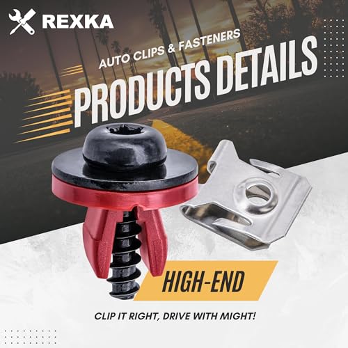 Rexka 10 Sets T30 Engine Splash Shield Guard Undertray Cover Screws Bolt Nut Clip Kit Compatible with Ford Focus Fusion Escape Explorer C-Max Transit Connect Lincoln MKC