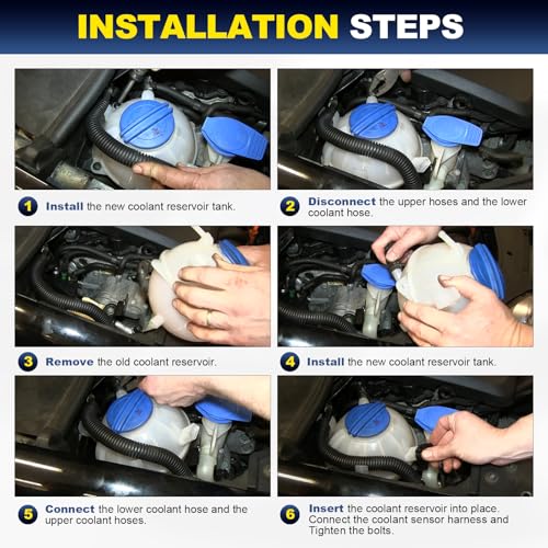 603-253 Front Engine Coolant Radiator Reservoir Recovery Expansion Tank with Cap Compatible with 2006-2019 Audi A3 Q3 TT, 1993-2019 Volkswagen Beetle Eos Golf Passat Jetta Replace# 1K0121407A