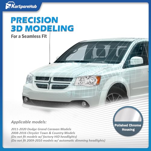 KarSpareHub Headlights Assembly W/B for 2011-2020 Dodge Grand Caravan, for 2008-2016 Chrysler Town Country Headlamp, Driver+Passenger Side
