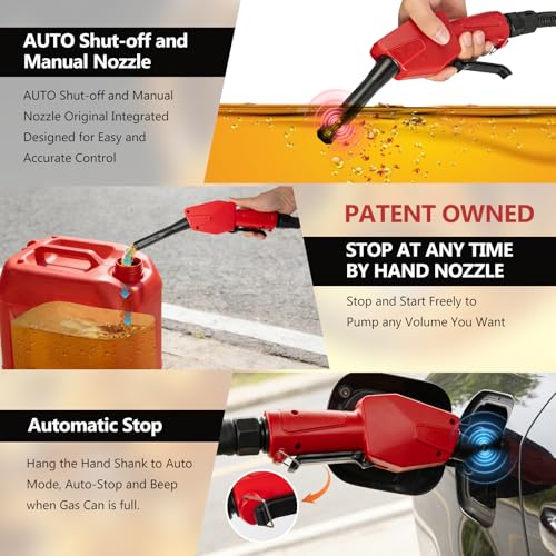 Vierkate 5GPM Cordless Fuel Transfer Pump,Auto-Stop & Hand Nozzle, Compatible with DeWalt 20V & Milwaukee 18V Batteries, 51'' hose,Vertical Operated Gas Can Pump for Diesel,Gasoline(Bare Tool)
