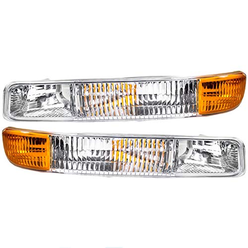 N&P Front Parking Light Turn Signal Lamp Assembly Set for 99-02 Silverado 00-06 Tahoe & Suburban Pickup Truck Chrome