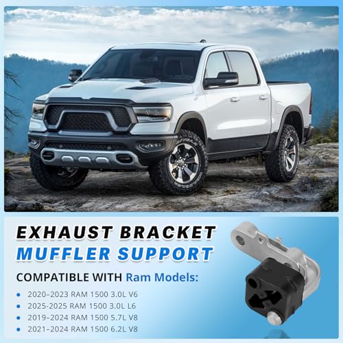 Lazenta 68275662AB Exhaust Bracket Muffler Support Rubber Isolator Hanger Assembly Rear Left & Right Compatible with 2019-2025 Ram 1500 3.0L 5.7L 6.2L, Driver Passenger Side 4PCS