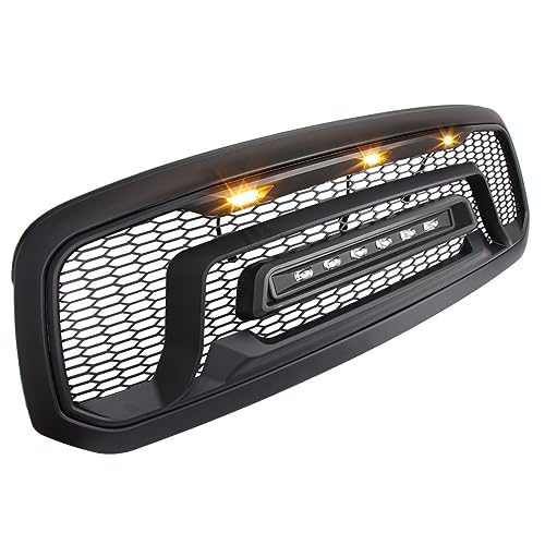 Allinoneparts Front Grille Compatible with 2013-2018 Dodge Ram 1500, 2019-2023 Ram 1500 Classic, Matte Black Bumper Grill w/Off-Road Lights