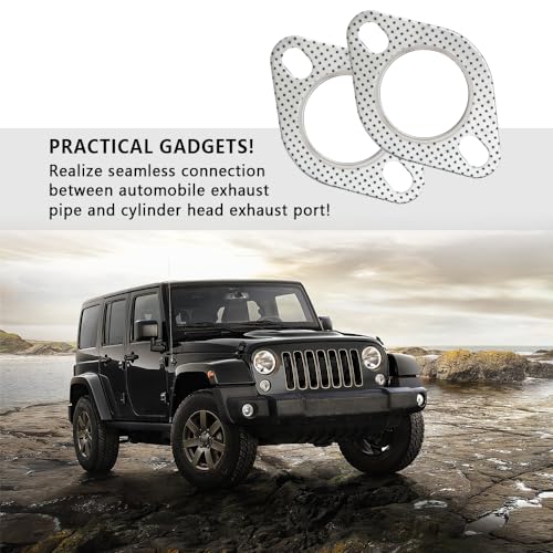 2PCS Car Exhaust Gasket,2.25" 2-Bolt Exhaust Flange Gasket Car Accessories,Professional Exhaust Manifold Gasket Made of High Temp Gasket Material (2.25 inch)