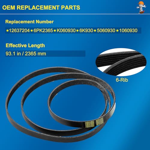 Serpentine Belt Compatible with Chevy Silverado/Suburban/Tahoe, GMC Sierra/Yukon/Savana, Cadillac Escalade – Fits 4.8L 5.3L 6.0L V8, EPDM Drive Belt Replaces 12637204 6PK2365