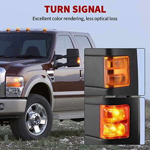 YITAMOTOR Towing Mirrors compatible for 1999-2007 Ford F250 F350 F450 F550 Super Duty Tow Mirror Power Heated with Turn Signal Light 1999 2000 2001 2002 2003 2004 2005 2006 2007