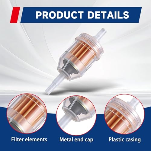 36 Pack Gas Inline Fuel Filter 1/4 x 5/16 Replacement for Briggs Stratton Replacement for John Deere Replacement for Kawasaki