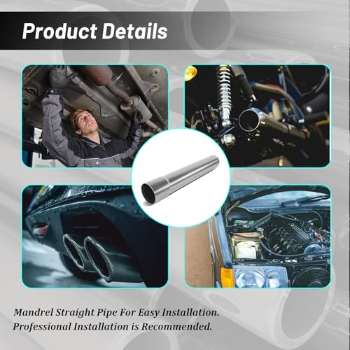 2 Inch Stainless Steel T304 Exhaust Tubing, 2''ID-to-OD Length 18''Straight Exhaust Extension Tube Tailpipe,Universal Connector Adapter Tubo