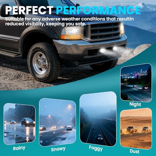 Shocklight LED Fog Lights Compatible with 1999-2004 Ford F250 F350 F450 F550 Super Duty, 2001 2002 2003 2004 Excursion, A Pair Front Bumper Driving Fog Lamps with Clear Lens