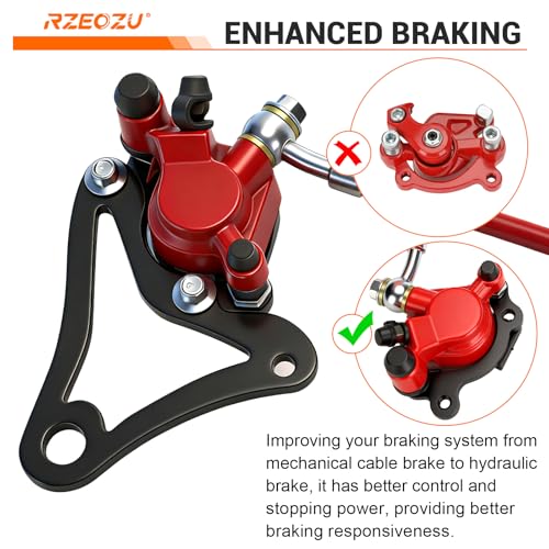 RZEOZU Mini Bike Hydraulic Brakes Kit with Rear Brake Caliper Mounting Bracket Adapter Replacement for GMB100 Monster Mega Moto MM80 80cc 105cc Minibike Coleman RB100 RT100 Parts