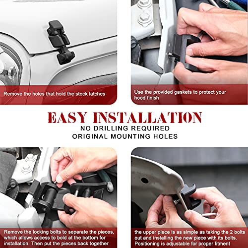 Seven Sparta Hood Latches Aluminum Hood Catch Compatible with Jeep Wrangler JK/JKU 2007-2017, JL/JLU 2018-2022 & Jeep Gladiator 2020-2022, 1 Pair (Skull)