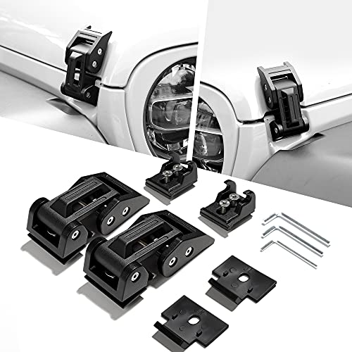 Seven Sparta Hood Latches Aluminum Hood Catch Compatible with Jeep Wrangler JK/JKU 2007-2017, JL/JLU 2018-2022 & Jeep Gladiator 2020-2022, 1 Pair (Base)