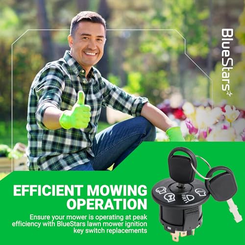 BlueStars 532175566 GY20074 Ignition Switch with Key 4-Position 7-Terminal - for Husqvarna Craftsman Dixon Cub Cadet John Deere L105 L100 L110 E100 D100 LA100 Lawn Mower 175566 175442 163968 925-1741