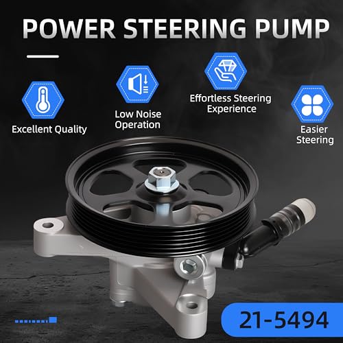 Loautong Power Steering Pump with Pulley, for Honda Accord 2008-2012, for Honda Pilot 2009-2011, for Honda Accord Crosstour 2010-2011, V6 3.5L, OE 21-5494 965494 56110RN0A01 56110RN0A02 56110RN0A03
