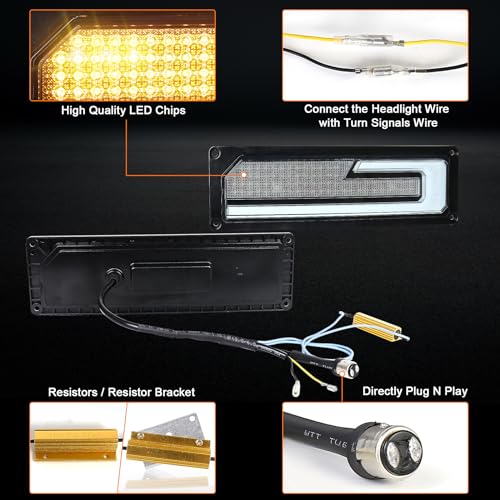 MOVOTOR LED Headlight Assembly 500% Bright Anti-glare Headlights with Welcome DRL Turn Signal Compatible with 1988-1998 Chevy GMC C/K 1500 2500 3500 Suburban Silverado Tahoe Yukon