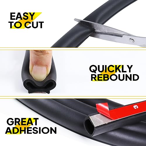 GoldWheel 3/4"×3/4" D-Shape Weather Stripping 8FT Heavy Duty Bulb Seal Car Door Window Rubber Seal Strip Hollow Gasket Weatherstrip(Self-Adhesive) for Automotive Truck RV Door Window Soundproof