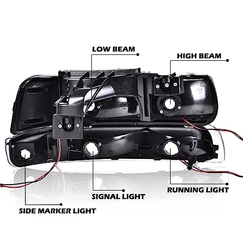 G-PLUS LED DRL Headlights Assembly Fit Chevy Silverado 1500 2500 1999-2002