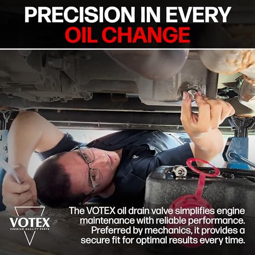 Votex - Made in USA - M14x1.5MM Quick Easy Valve No Mess Oil Drain Plug, Stainless Steel, for Acura, Audi, Chevrolet, Chrysler, Dodge, Fiat, Ford, Honda, Hyundai, Jeep, Kia + More