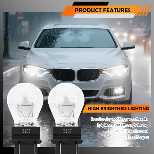 YGDMD 2PCS Car 3157 Bulb,12V 3157 Brake Light Bulb for Replacing Tail Light Bulbs Compatible with Ford/Chevrolet/Chrysler/Dodge,3800K/P27-5W Halogen Rear Turn Bulbs