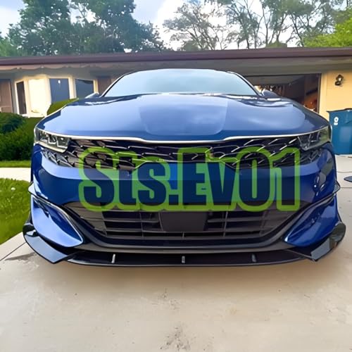 STSEV01 Front Bumper Lip Splitter Spoiler Compatible with KIA K5 EX/LX/LXS/GT 2021-2026 & Kia K5 GT/GT-Line 2025 2026, 3pcs Air Dam Chin Body Kit Underbody Lip Accessories (Gloss Black)
