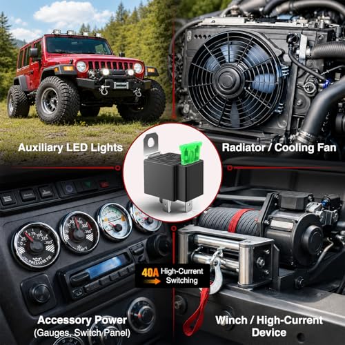 Nilight 50023R 5 Pack 30A Fused Relay Switch Kit 12V 4 Pin SPST Relay Interlocking Harness Socket Holder 30 Amp 12 Volt Automotive Relays with Fuse for Auto Cars Trucks RV