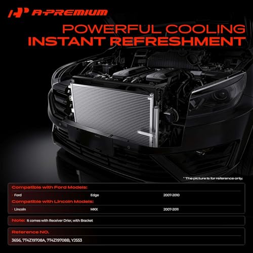 A-Premium Air Conditioning A/C Condenser Compatible with Ford Edge 2007-2010 & Lincoln MKX 2007-2011, 3.5L 3.7L, Replace# 7T4Z19708A