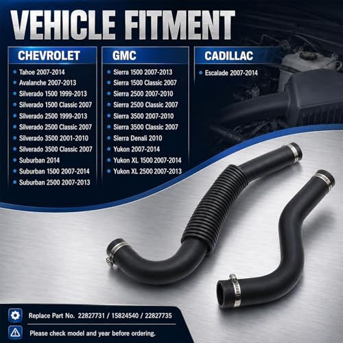 FZJDSD Engine Upper & Lower Radiator Coolant Hose Kit Fit for Cadillac Escalade GMC Yukon Chevy Silverado 1500 2500 3500 Suburban 2007-2014#22827731 22827735 15274730 15037656