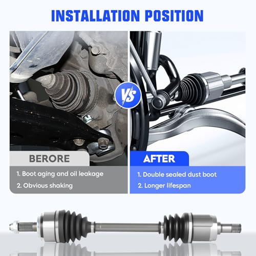 Front Left and Right CV Axle Shaft Assembly Fit for Honda Civic DX EX EX-L GX HF LX LX-S 1.8L L4 2006-2015 (Automatic Trans Only), Replace for 66-4232 66-4233, 2 pack CV Joint Shaft