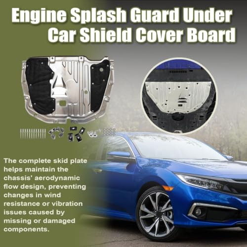 Priprilod Engine Splash Guard Under Car Shield Cover Board with Screws and Clips Compatible with Honda Civic 2016-2021#74110-TBA-A00 90674-TY2-A01 ﻿