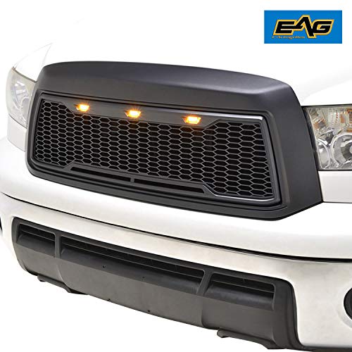 EAG Replacement Upper Grille Front Grill with Amber LED Lights Fit for 10-13 Tundra - Matte Black