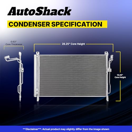 AutoShack Air Conditioning A/C Condenser for Honda, Fit 2015-2020, FWD L4 1.5L