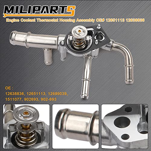 MILIPARTS Coolant Thermostat Housing Assembly Fit for 2010 2011-2017 Chevy Buick Allure LaCross GMC Equinox Impala Malibu Terrain Cadillac SRX XTS Pontiac G6 Torrent 2009 Saturn Aura Vue 3.0L 3.6L