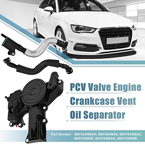 X AUTOHAUX PCV Valve Engine Crankcase Vent Oil Separator Breather Hose Exhaust Pipe Kit 06H103495AH for VW Beetle CC Jetta GTI Passat Tiguan for Audi A3 A4 A5 Q5 TT 2.0L L4 ONLY