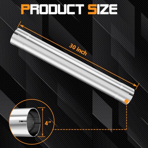 A-KARCK 4'' Muffler Replacement Pipe, Straight Exhaust Pipe 4'' Stainless Steel 30" Long Mandrel Exhaust Tube